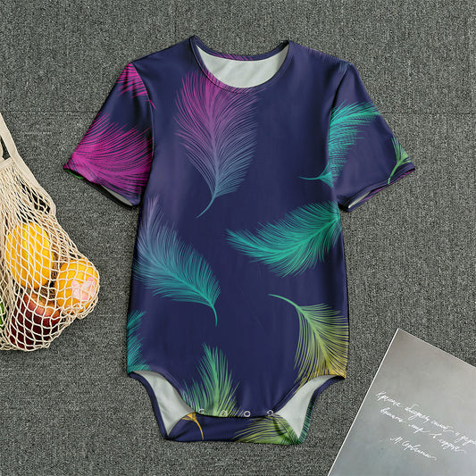 Colorful Feather Pattern Print Men's Bodysuit