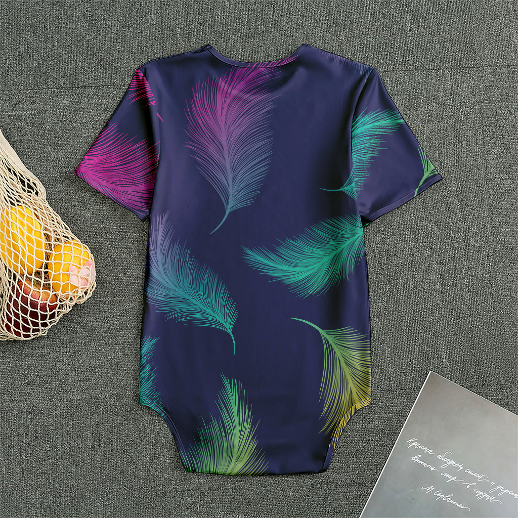 Colorful Feather Pattern Print Men's Bodysuit