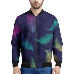 Colorful Feather Pattern Print Men's Bomber Jacket