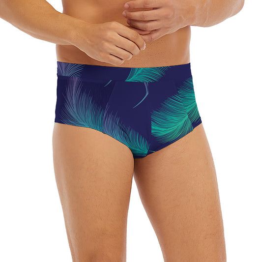 Colorful Feather Pattern Print Men's Briefs