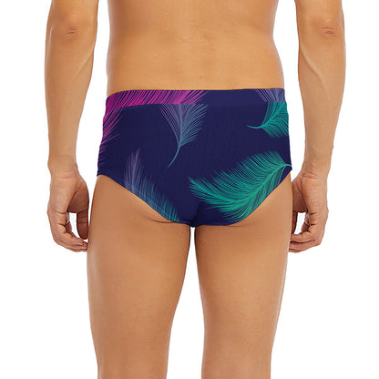 Colorful Feather Pattern Print Men's Briefs