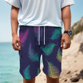 Colorful Feather Pattern Print Men's Cargo Shorts