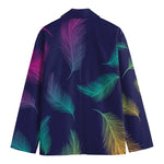 Colorful Feather Pattern Print Men's Cotton Blazer