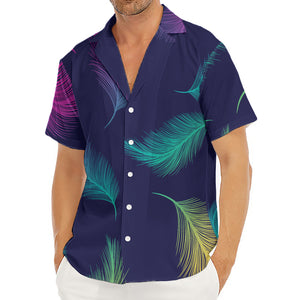 Colorful Feather Pattern Print Men's Deep V-Neck Shirt