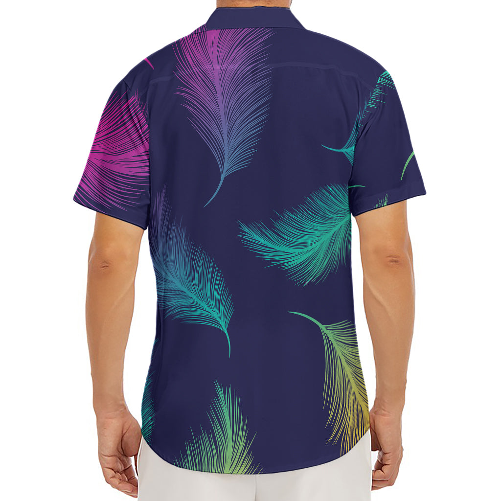 Colorful Feather Pattern Print Men's Deep V-Neck Shirt