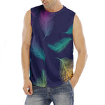 Colorful Feather Pattern Print Men's Fitness Tank Top