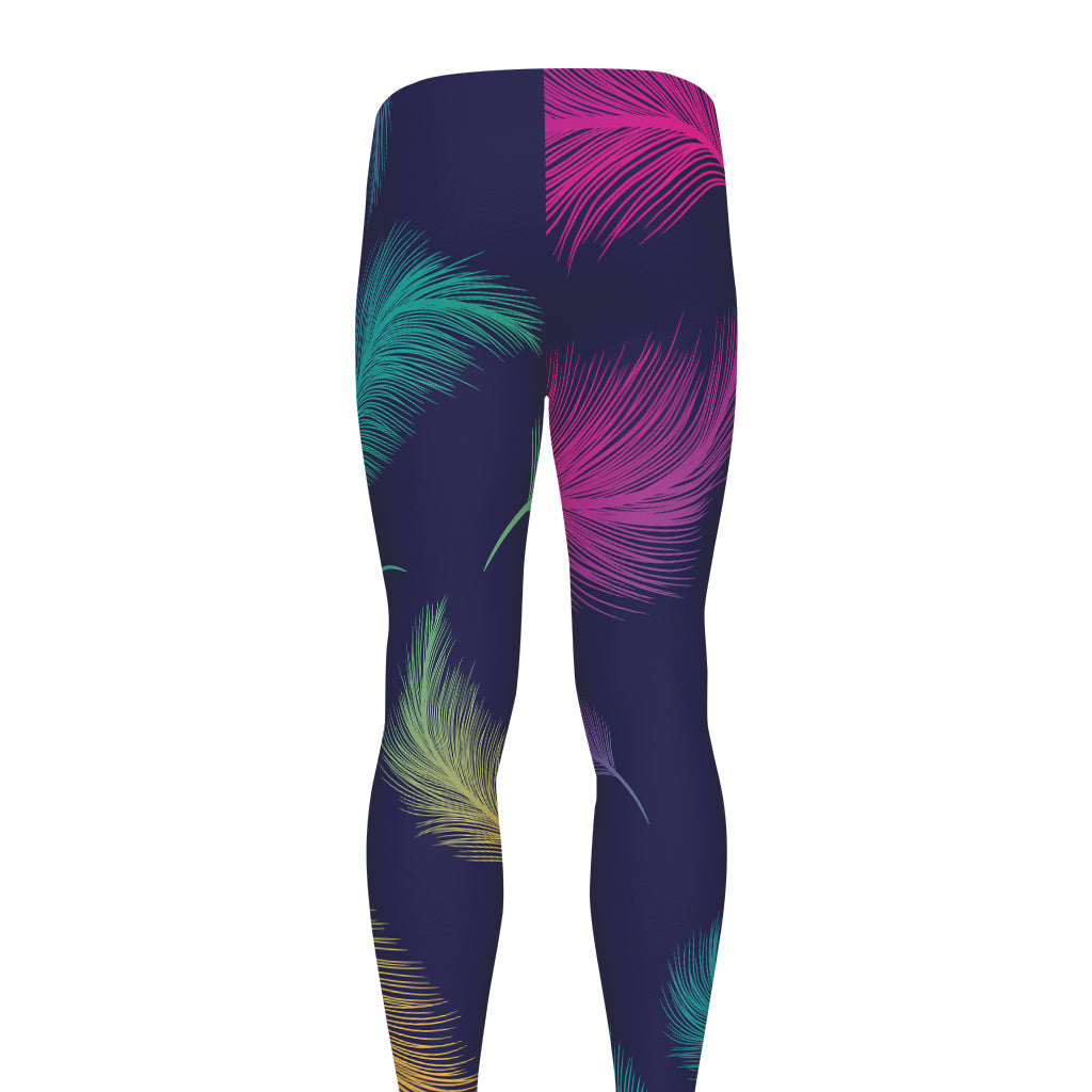 Colorful Feather Pattern Print Men's leggings