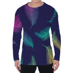 Colorful Feather Pattern Print Men's Long Sleeve T-Shirt