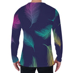 Colorful Feather Pattern Print Men's Long Sleeve T-Shirt
