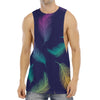 Colorful Feather Pattern Print Men's Muscle Tank Top