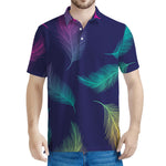 Colorful Feather Pattern Print Men's Polo Shirt