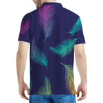 Colorful Feather Pattern Print Men's Polo Shirt