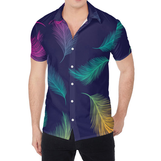 Colorful Feather Pattern Print Men's Shirt