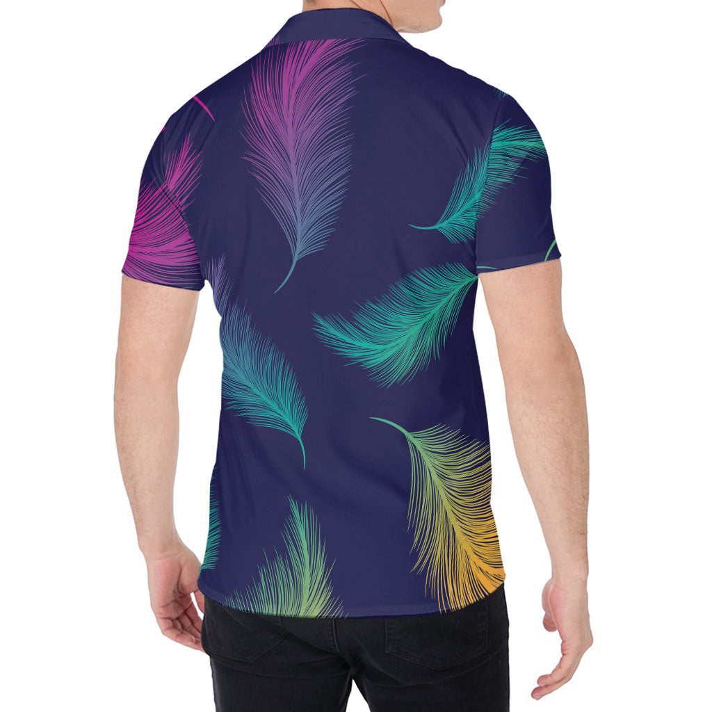 Colorful Feather Pattern Print Men's Shirt