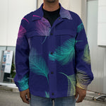 Colorful Feather Pattern Print Men's Shirt Jacket