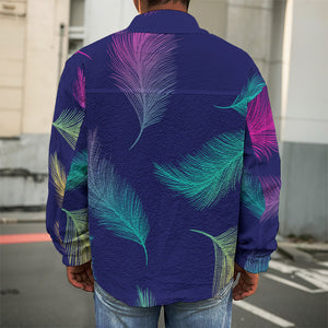 Colorful Feather Pattern Print Men's Shirt Jacket