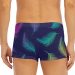 Colorful Feather Pattern Print Men's Short Boxer Briefs
