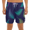 Colorful Feather Pattern Print Men's Split Running Shorts