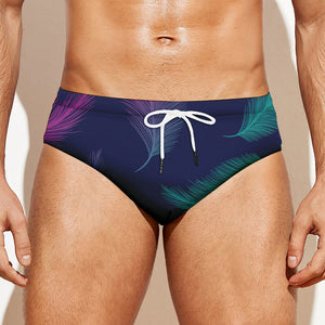 Colorful Feather Pattern Print Men's Swim Briefs