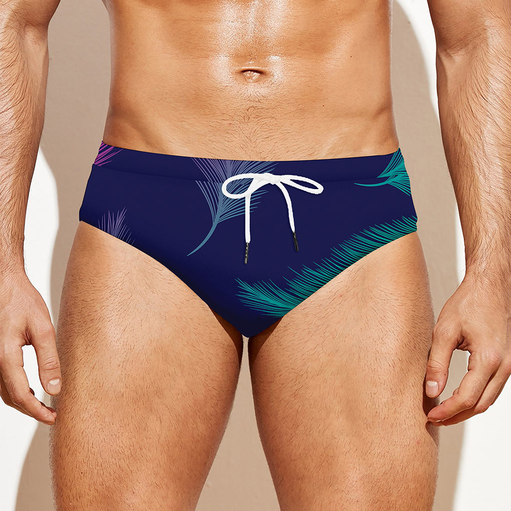 Colorful Feather Pattern Print Men's Swim Briefs