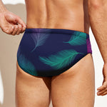 Colorful Feather Pattern Print Men's Swim Briefs