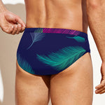 Colorful Feather Pattern Print Men's Swim Briefs