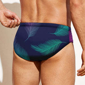 Colorful Feather Pattern Print Men's Swim Briefs