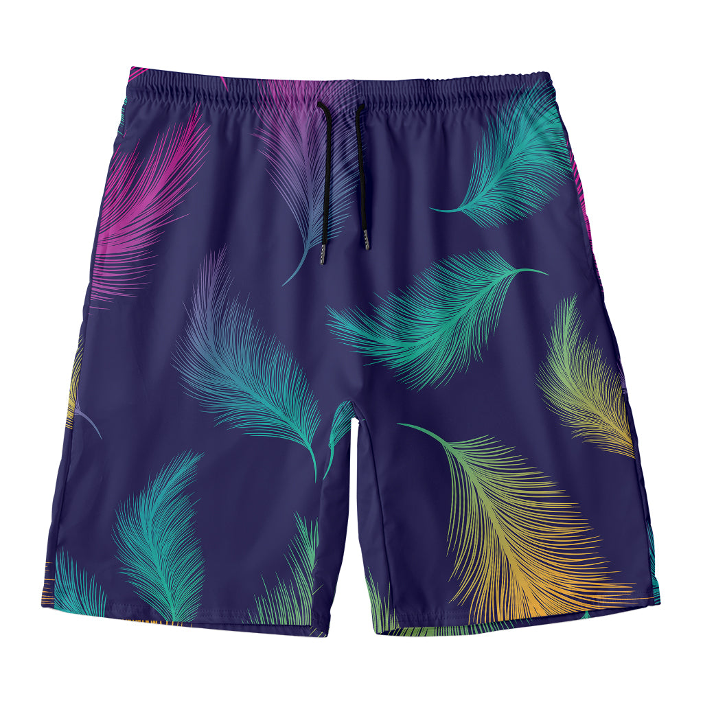 Colorful Feather Pattern Print Men's Swim Trunks