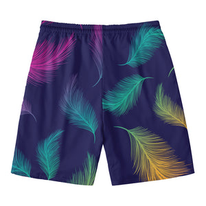 Colorful Feather Pattern Print Men's Swim Trunks