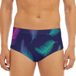 Colorful Feather Pattern Print Men's Triangle Swim Briefs