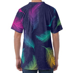 Colorful Feather Pattern Print Men's Velvet T-Shirt