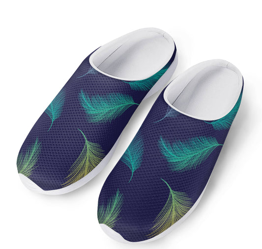 Colorful Feather Pattern Print Mesh Casual Shoes