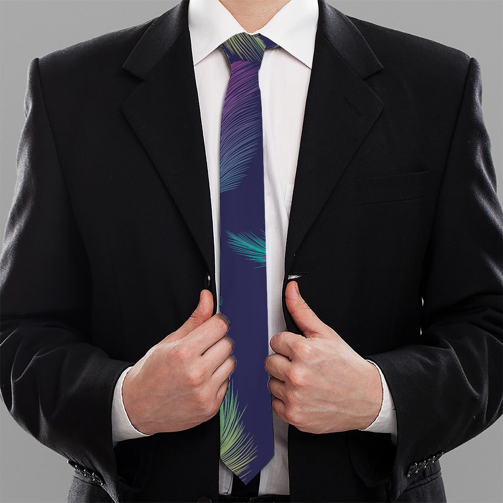 Colorful Feather Pattern Print Necktie