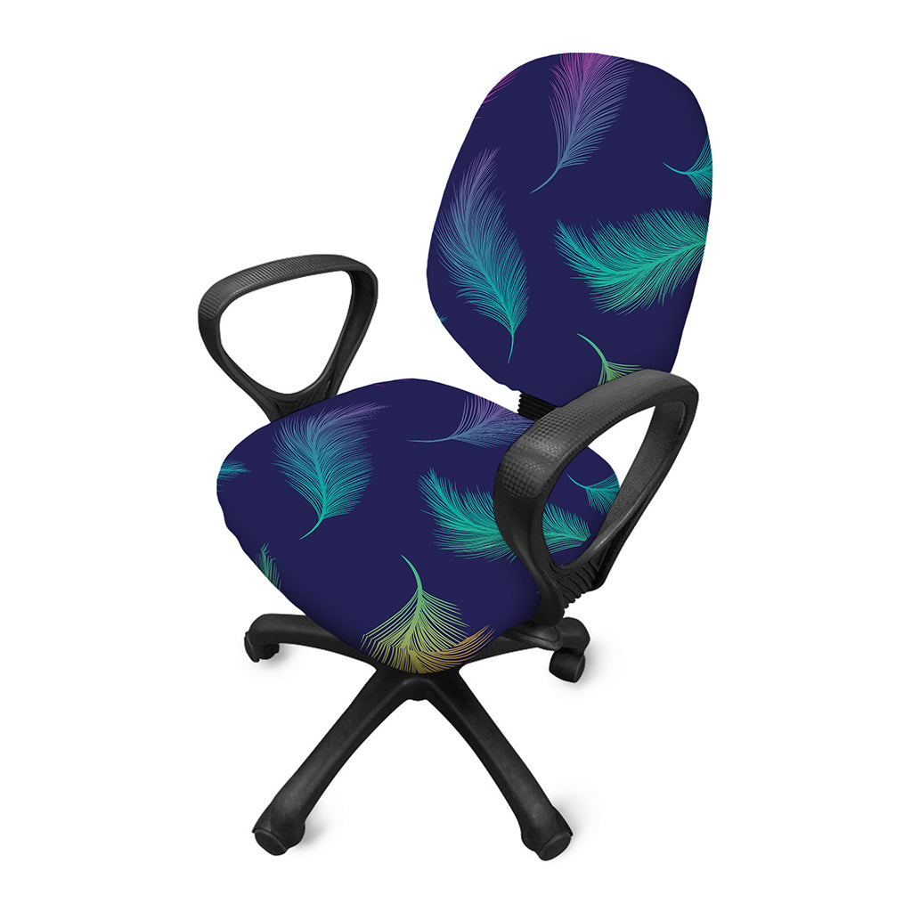 Colorful Feather Pattern Print Office Chair Cover