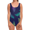 Colorful Feather Pattern Print One Piece Swimsuit