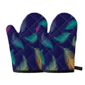 Colorful Feather Pattern Print Oven Mitts