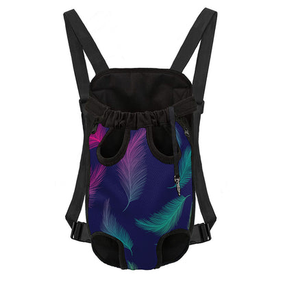 Colorful Feather Pattern Print Pet Carrier Backpack