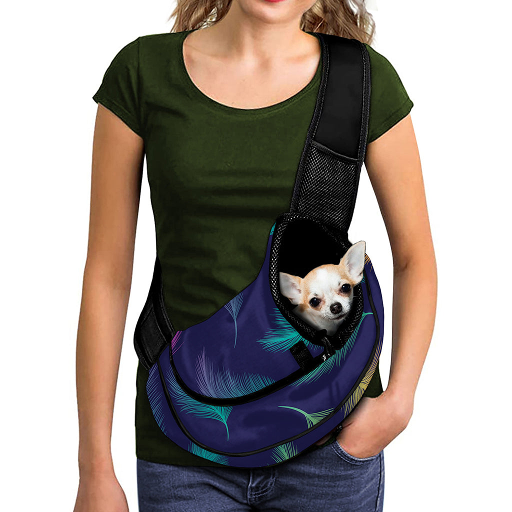 Colorful Feather Pattern Print Pet Sling Carrier