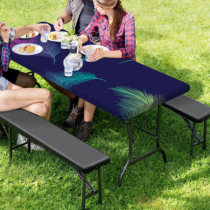 Colorful Feather Pattern Print Picnic Table Cover