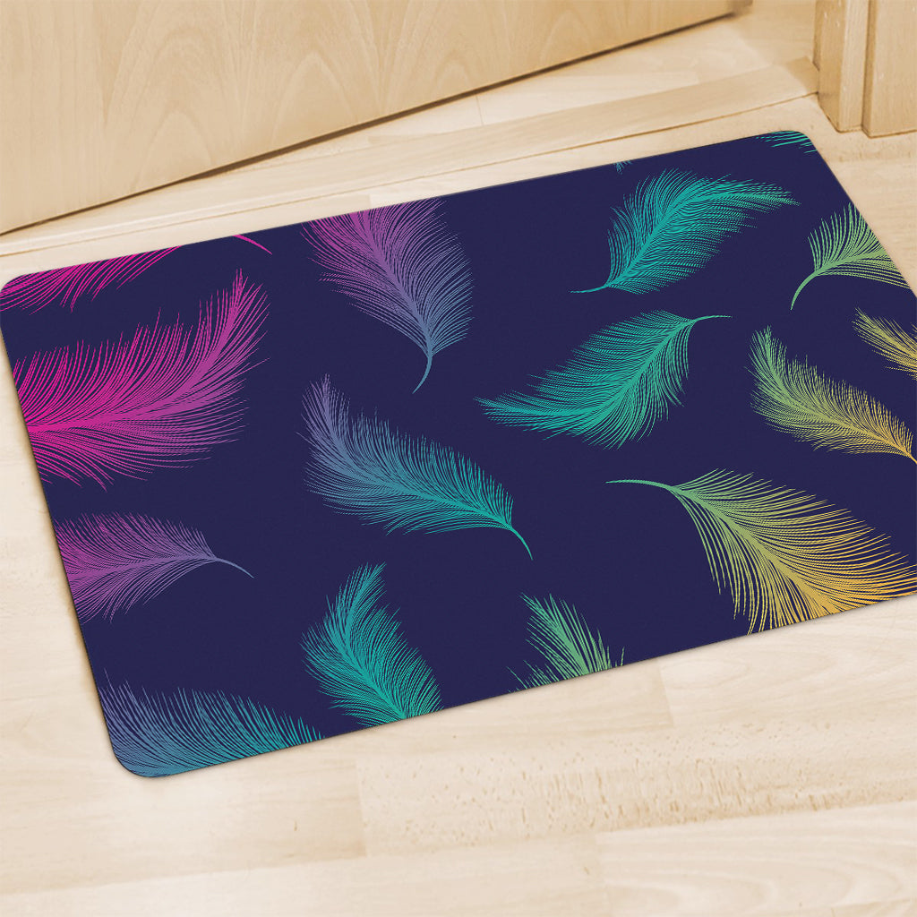 Colorful Feather Pattern Print Polyester Doormat