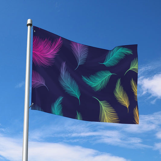 Colorful Feather Pattern Print Polyester Flag