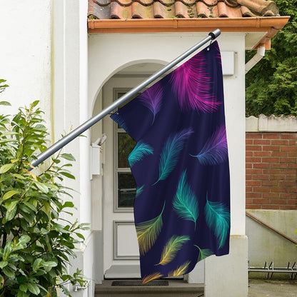 Colorful Feather Pattern Print Polyester Flag