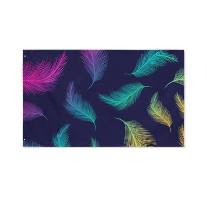 Colorful Feather Pattern Print Polyester Flag