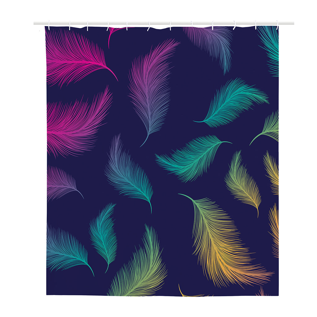 Colorful Feather Pattern Print Polyester Shower Curtain