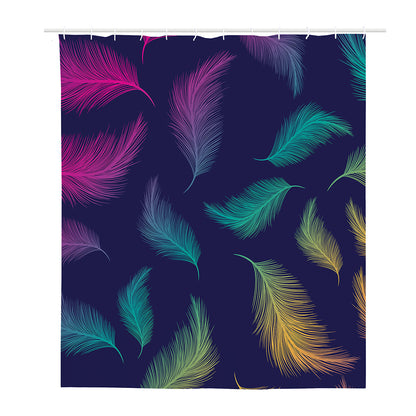 Colorful Feather Pattern Print Polyester Shower Curtain
