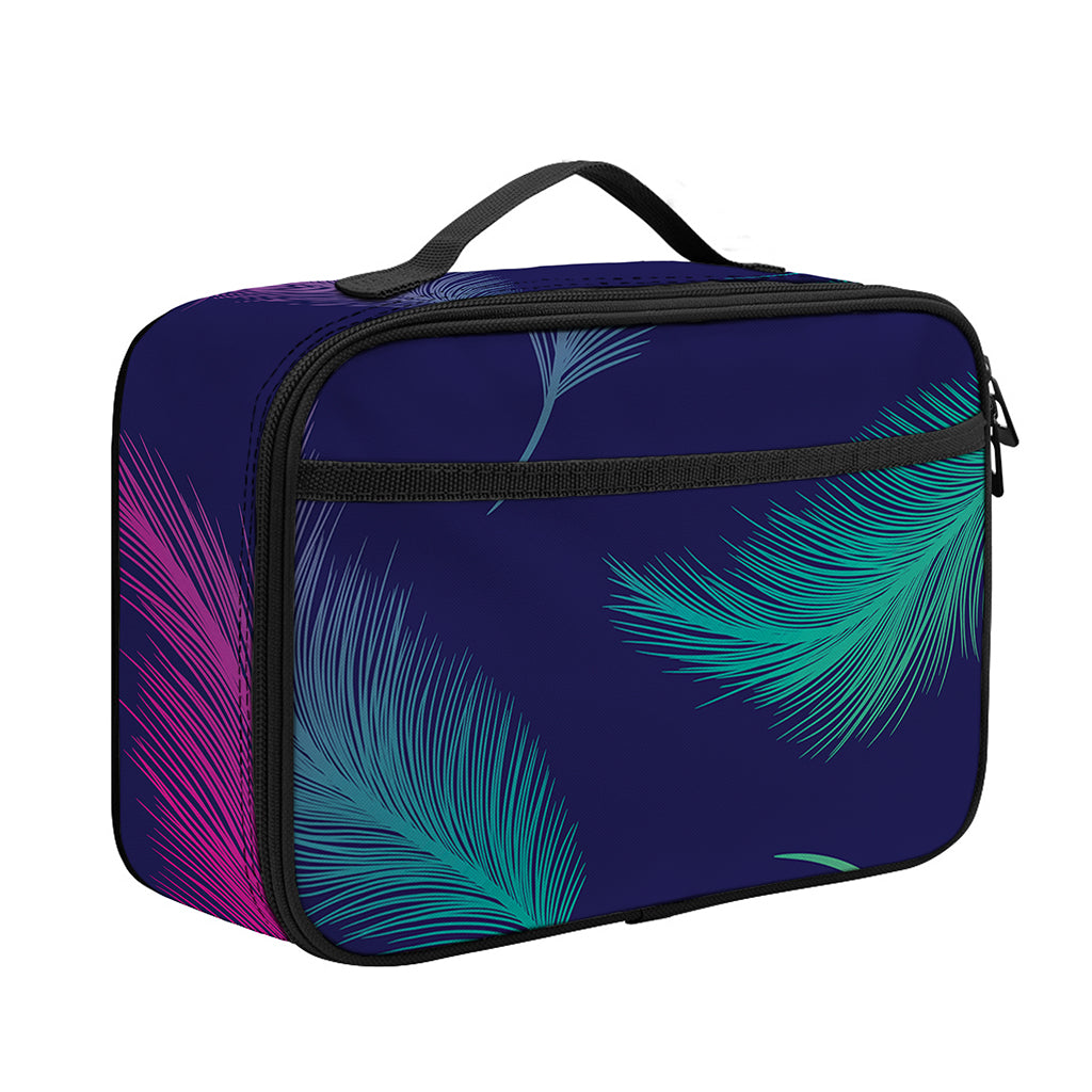 Colorful Feather Pattern Print Portable Lunch Bag