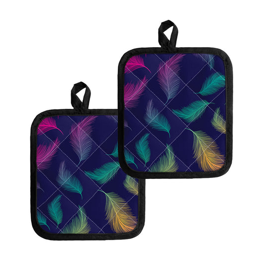 Colorful Feather Pattern Print Pot Holders