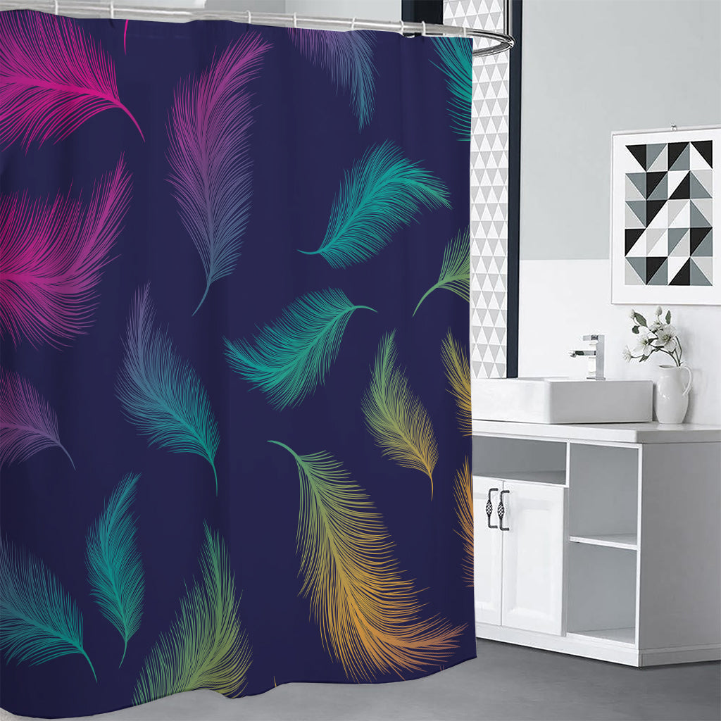 Colorful Feather Pattern Print Premium Shower Curtain