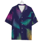 Colorful Feather Pattern Print Rayon Hawaiian Shirt