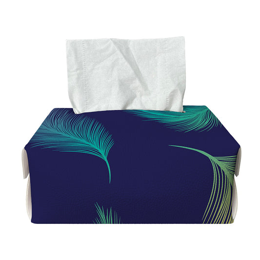 Colorful Feather Pattern Print Rectangle Tissue Box Cover
